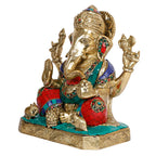 Artvarko Brass Ganesh Idol Mangalkari Ganesha Murti for Home Decor Entrance Office Mandir Gift Height 8.5 Inches