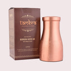 Tambra Copper Bedroom Jar with Inbuilt Glass | Carving Design | Handcrafted, Leakproof, Jointless | Ayurvedic Benefits, Antioxidant Properties | 1200 ml (Pack of 1)
