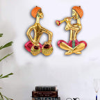 KridayKraft Metal Musical Man Set Multicolor Decor Your Home,Office Walls,Rajasthani Musicians showpiece Figurines, Gift Article...