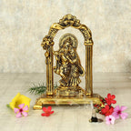 Prince Home Decor & Gifts Radha Krishna Standing Under Mehrab Metal Showpiece – Handcrafted Decorative Idol for Home Temple, Living Room Décor & Auspicious Festive or Wedding Gifting
