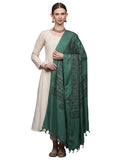Exotic India Women's Green Printed Ganesha Prayer poly cotton Shawl
