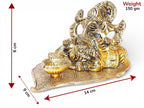 KridayKraft Metal Lord Ganesha On Leaf With Diya Idol For Pooja Room Showpiece For Room,Office & Table,Car And Gift For Have Anniversaries, Birthday, Gold