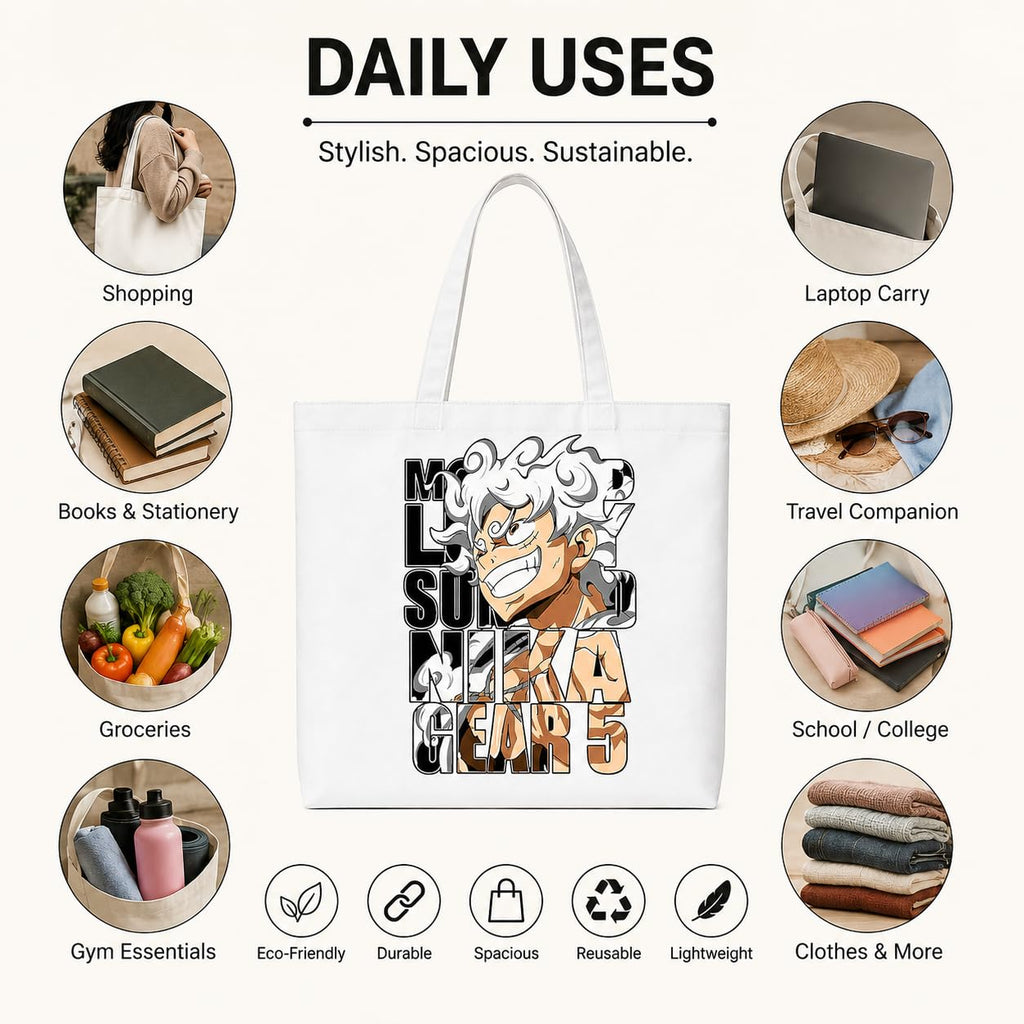 Bhoomi Impex Cotton Tote Bag - Reusable Eco-Friendly Shopping & Everyday Carry Bag, Lightweight & Durable Printed Design