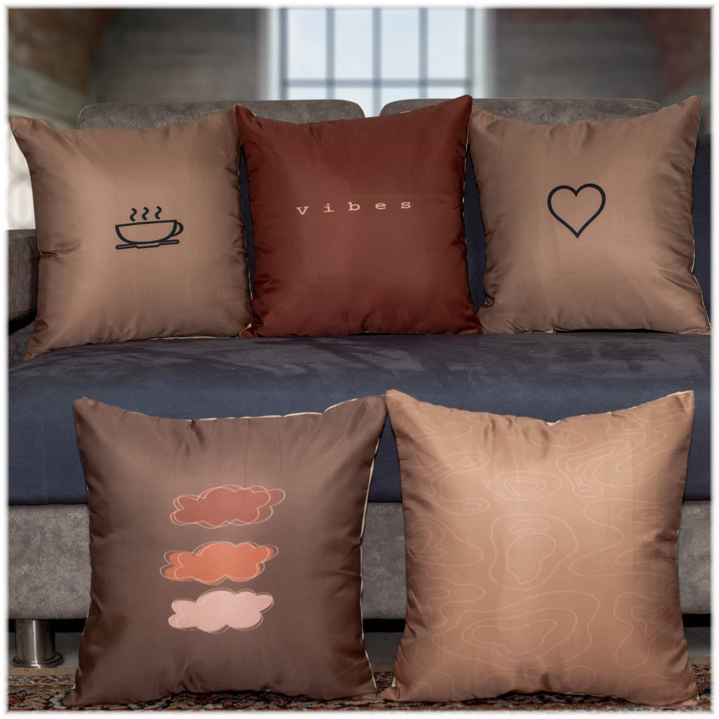 Vendola Mocha Microfiber Satin 250TC Cushion Pillow Covers, Coffee Brown, Set of 5(Mocha,20x20)