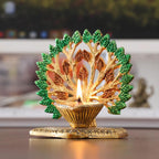 KridayKraft Exquisite Diya Figure Decorative Showpiece – Traditional Handcrafted Home Décor Accent for Festive Celebrations, Pooja Room, Temple, Office, and Living Space, Elegant Art (Golden)
