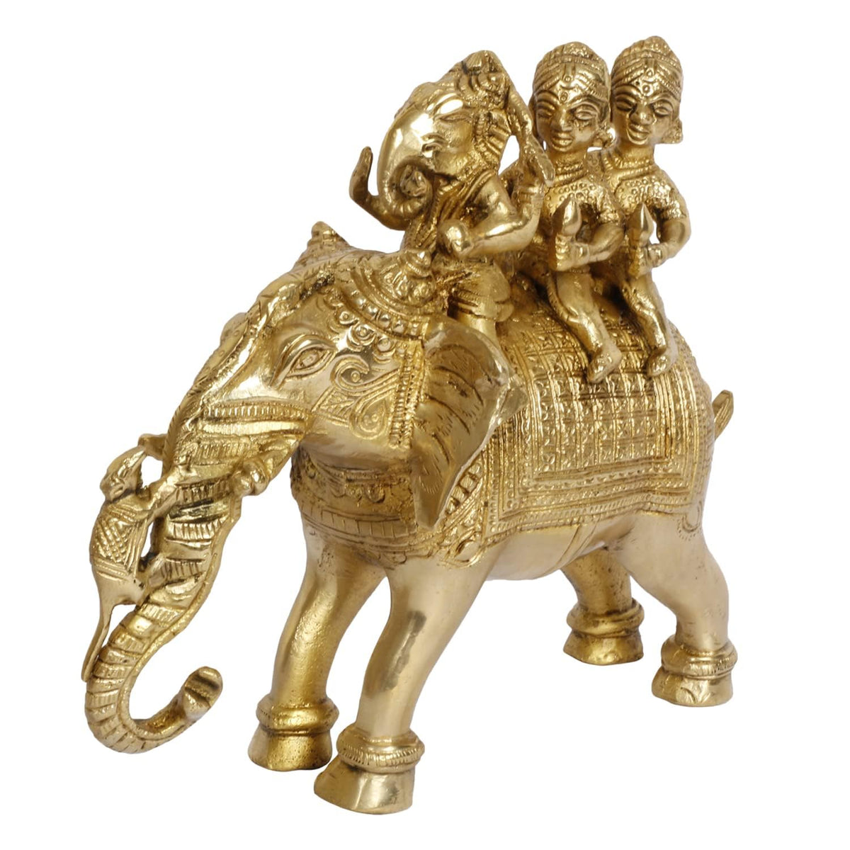 Svarup Brass Riddhi Siddhi Ganesha Idol in Gold Color Height 9 Inch Weight 2.5 Kg