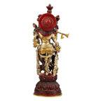 SVARUP Brass Krishna Murti in Antique Gold Color Height 21 Inch