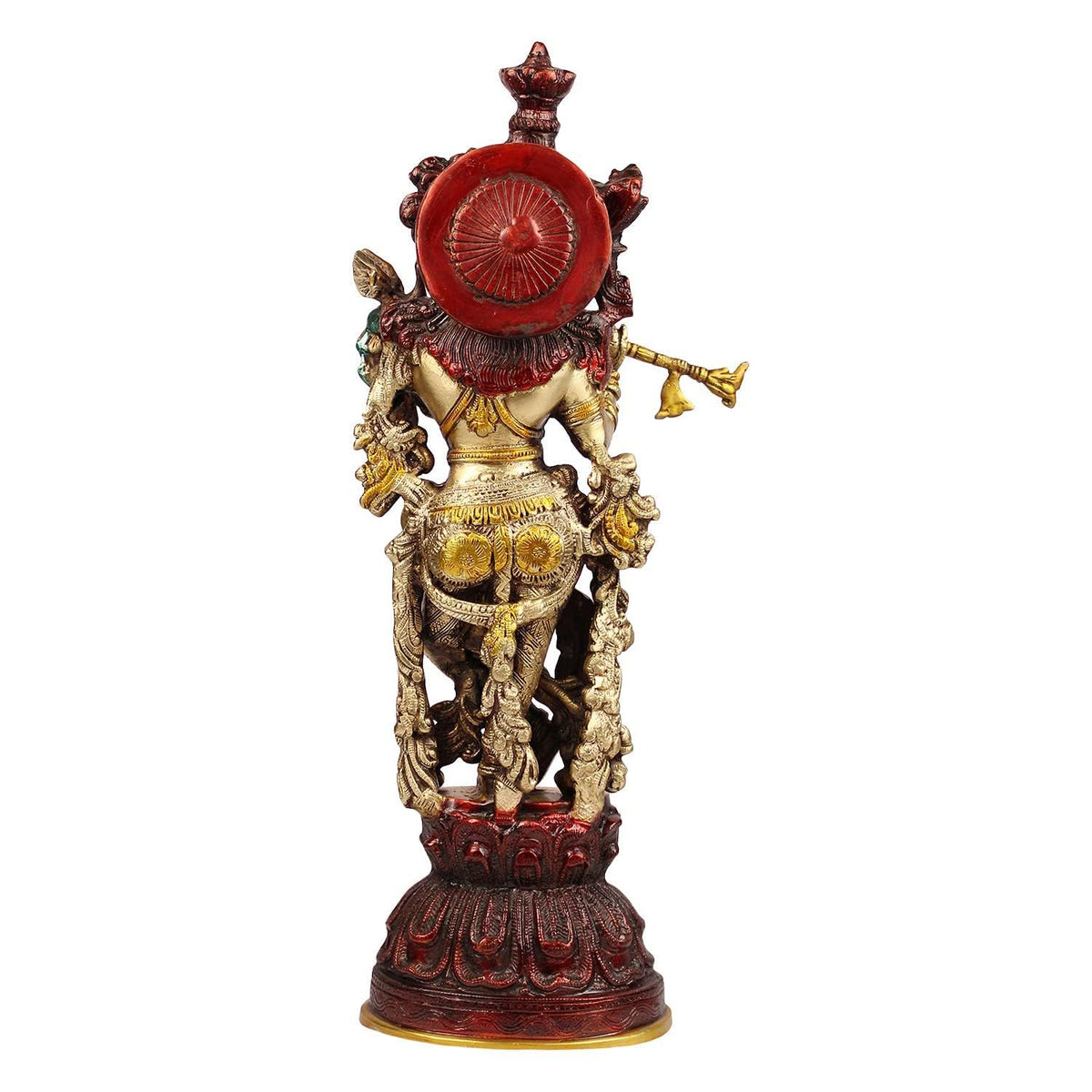 SVARUP Brass Krishna Murti in Antique Gold Color Height 21 Inch