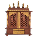 Jodhpur Handicrafts Wood Temple with Light (Multi_11.8 Inch X 17.7 Inch X 23.6 Inch)