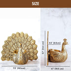 BEHOMA Metal Dancing Peacock with Scented Glass Votive Candle, Golden