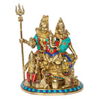 SVARUP Brass Shiva Parvati Shiv Parivar Shankar Bhagwan Ganesh Family Murti Idol Statue Sculpture Multicolor Height 10 Inch