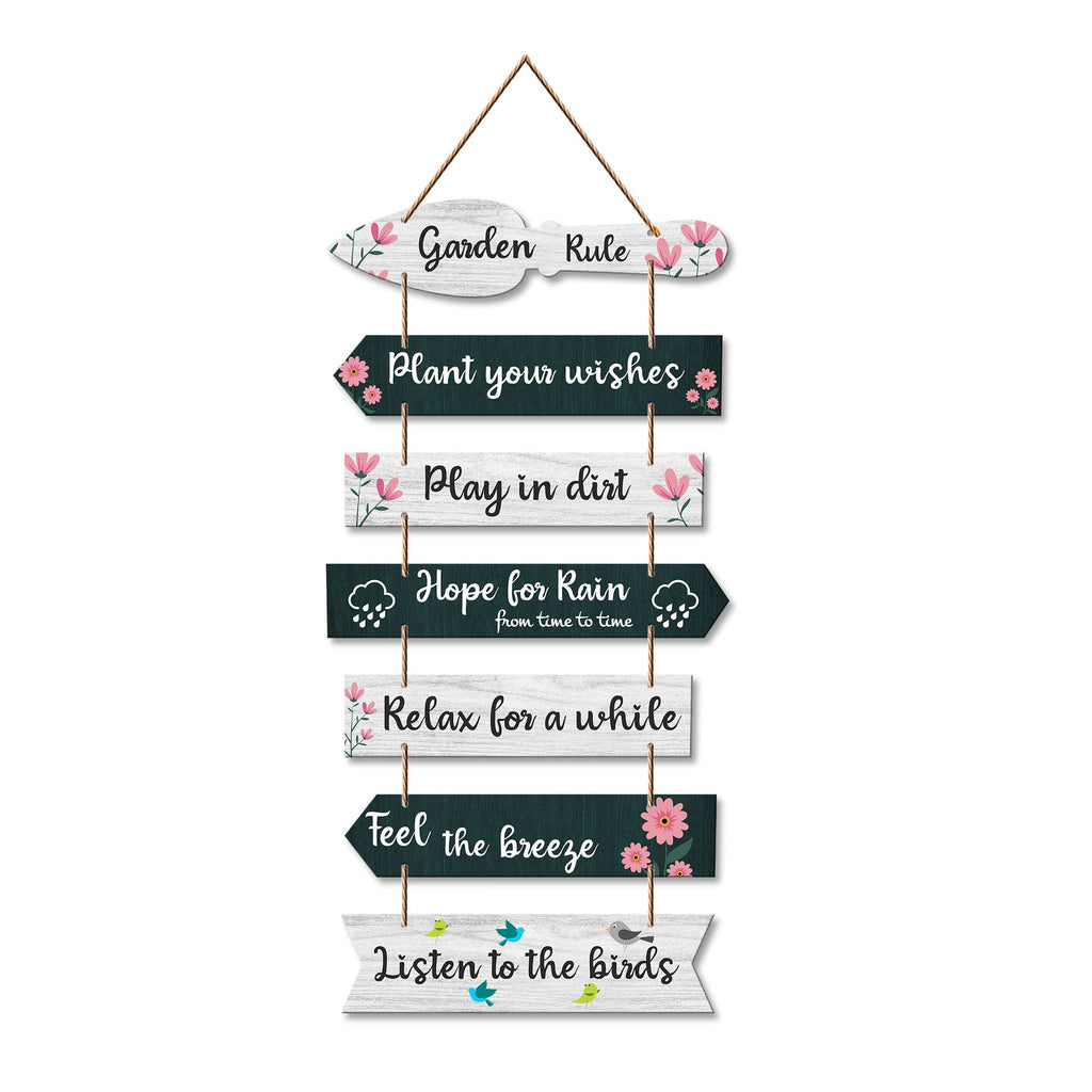Artvibes Garden Rules Wooden Wall Art For Garden | Balcony | Quotes Decor Item | Craft For Everyone | Decoration Wall Hanging Items | Wall Poster | Unique Gift | Garden Quotes Wall Hanging (WH_7001N)