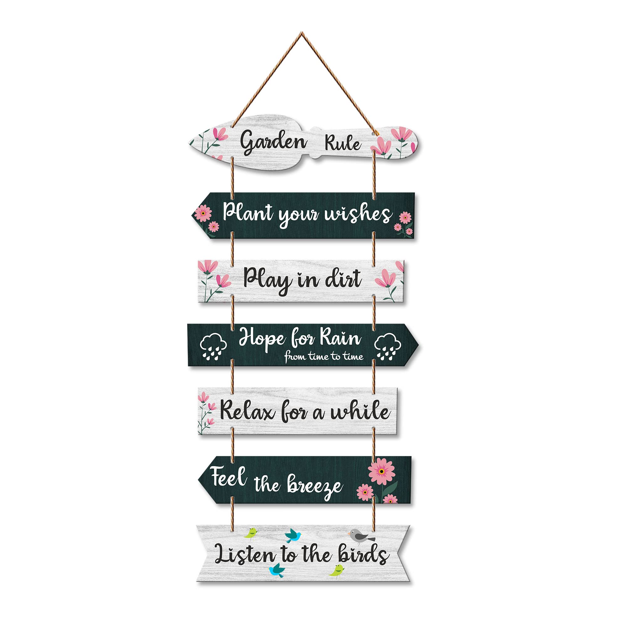 Artvibes Garden Rules Wooden Wall Art For Garden | Balcony | Quotes Decor Item | Craft For Everyone | Decoration Wall Hanging Items | Wall Poster | Unique Gift | Garden Quotes Wall Hanging (WH_7001N)