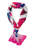 ONE ECHELON Georgette Women's Lightweight Long Scarf (Blue & Pink Reverie)