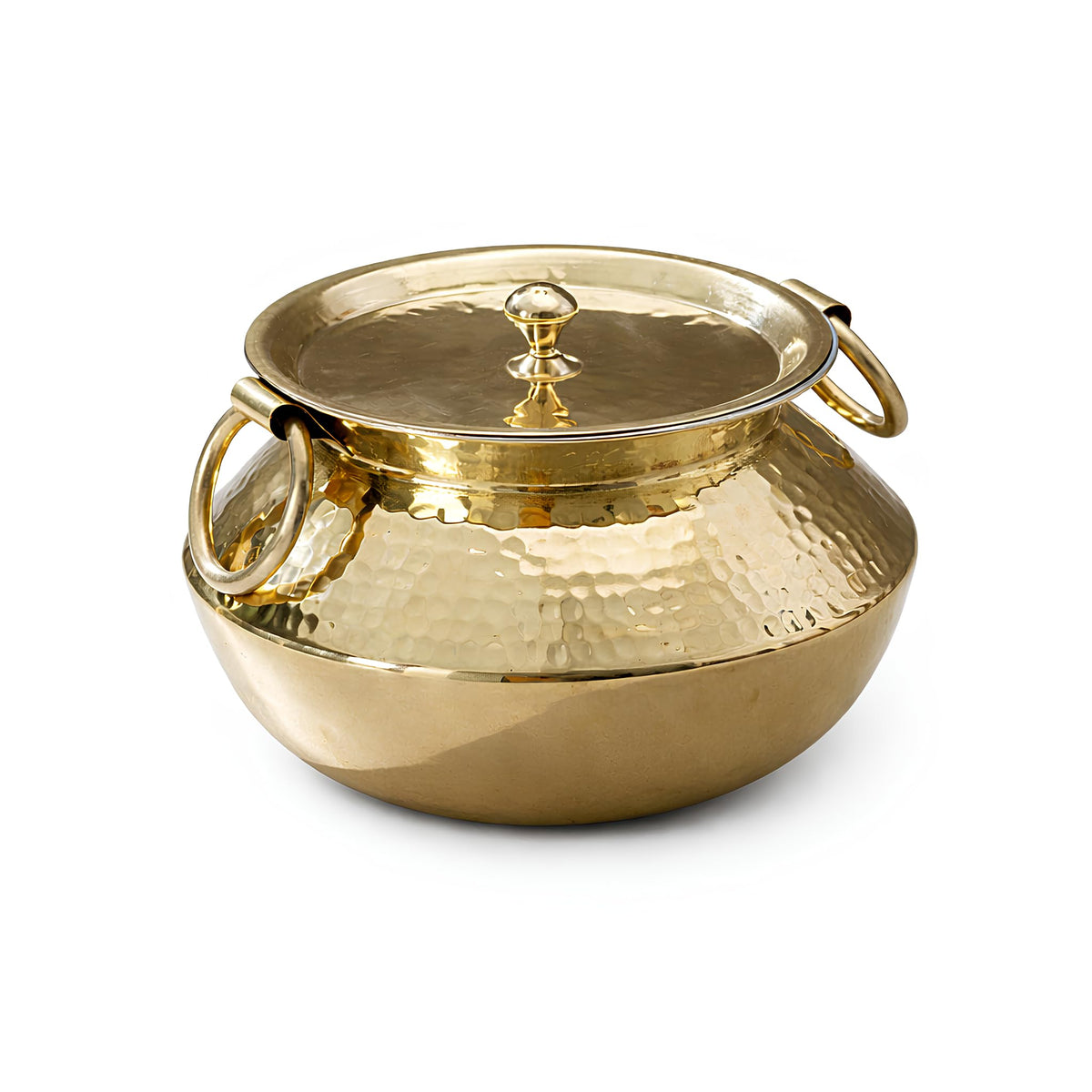 P-TAL Brass Patili with Lid and Handles for Cooking Teflon Free Degchi 1.5L Biryani Handi for Cooking Ptal Utensils for Your Kitchen (Free 30ml Copper & Brass Cleaning Solution)