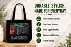 ECOEK Stylish Canvas Tote Bag for Women, Reusable Trendy Zipper Handbag with Pocket, Lightweight Aesthetic Cotton Tote for College, Office, Travel & Daily Use-Shakespeare Black
