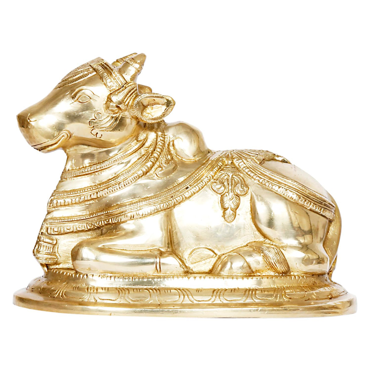 ARTVARKO Brass Shiv Ji Parvati Vehicle Nandi Bull Statue Idol Shiva Devotee Seated Sculpture Showpiece Decorative Home Décor Office Temple Puja 8 Inches