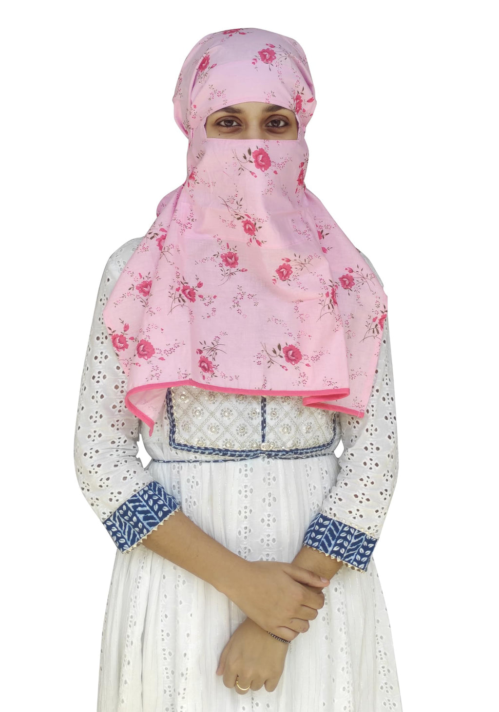 Switchon Export quality Cotton Innovative scarf with closer Hook and Loop Tape- Multi (Pink_Red)