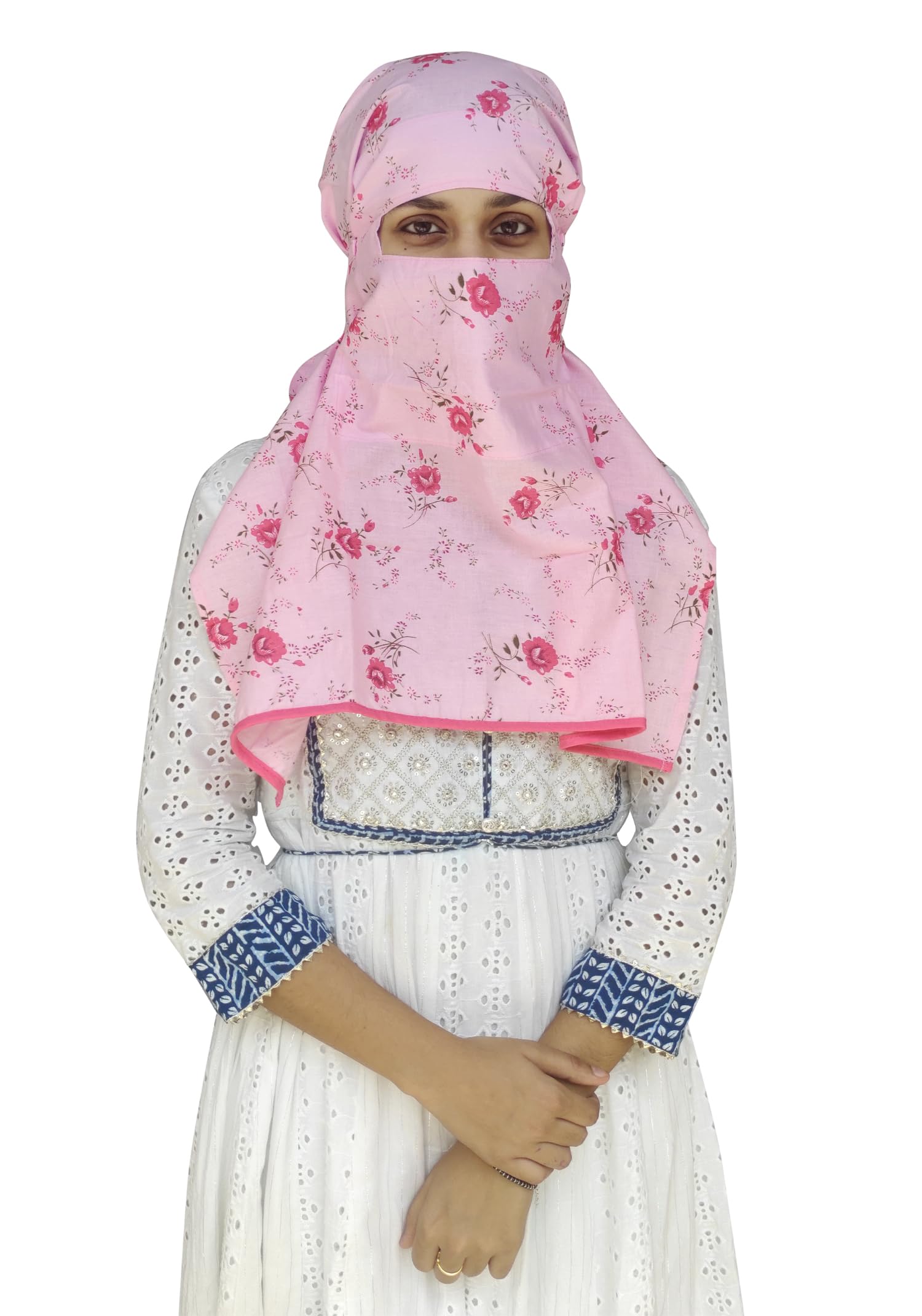 Switchon Export quality Cotton Innovative scarf with closer Hook and Loop Tape- Multi (Pink_Red)