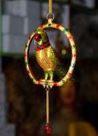 KridayKraft Metal Hanging Parrot Statue Showpiece Figurines (Medium size, Golden)