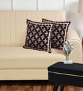 DECOMIZER Jacquard Geomteric Cushion Covers 16 inch x 16 inch Set of 2 Ethnic Motifs Cushion Covers,Design- Plus,Color- Coffee