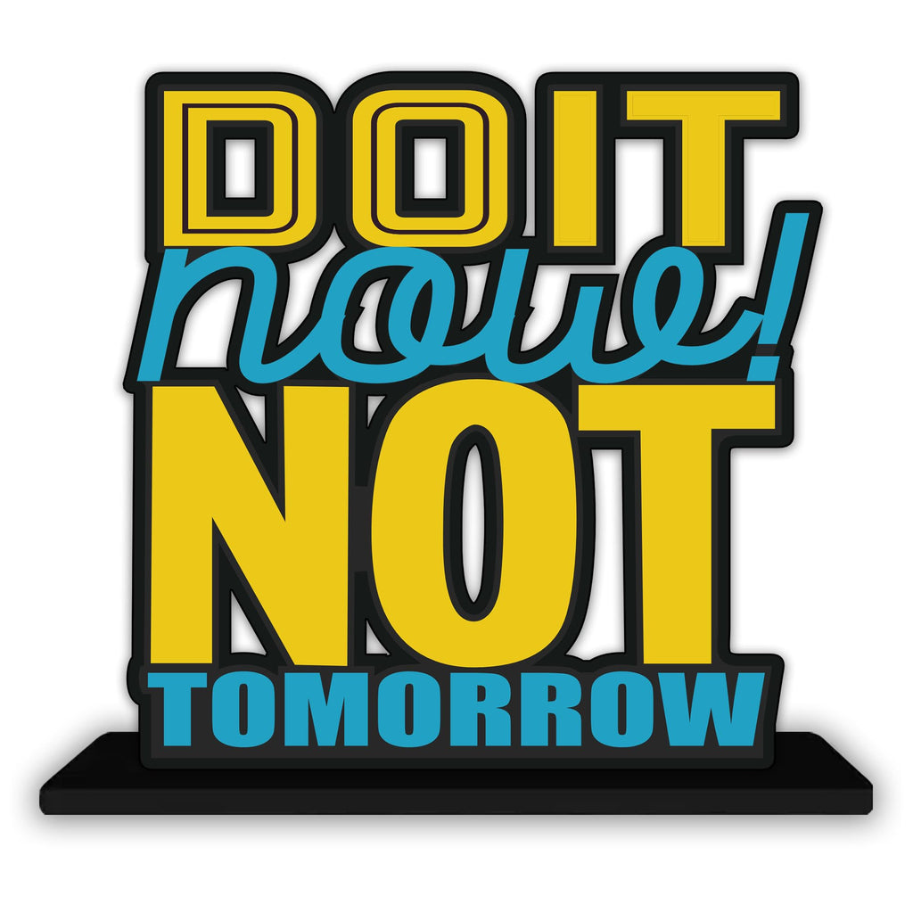 Artvibes Wooden Idols and Figurine Do It Now Not Tomorrow Quotes Table Decor for Office Desk Alphabet Showpiece | Home Decoration | Living Room | Modern Gifting Item (Sp_1155)