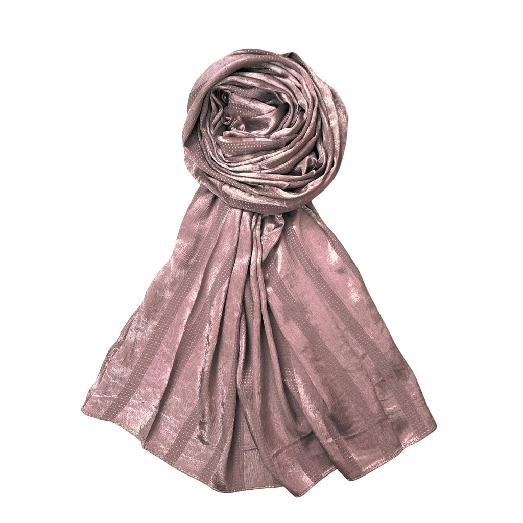 FAHABO Scarf Woman Premium Self-Woven Satin Silk Scarves | Hijab Scarf | Headscarf | Neck Scarf | Stoles | Wraps (Copper Mauve)