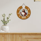 Artvibes Jesus Christ Round Shape MDF Wooden Wall Decor Items For Living Room | Office | Spiritual Decor Items | Religious Wall Art | Wall Poster | Modern Decor Items | Unique Gift (WH_9808N)