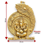 KridayKraft Metal Ganesha ji Key Holder with Meena Work Decorative for Wall | Ganesh Statue/Religious | Idol/Wall Hanging (Ganesh Pankhi)