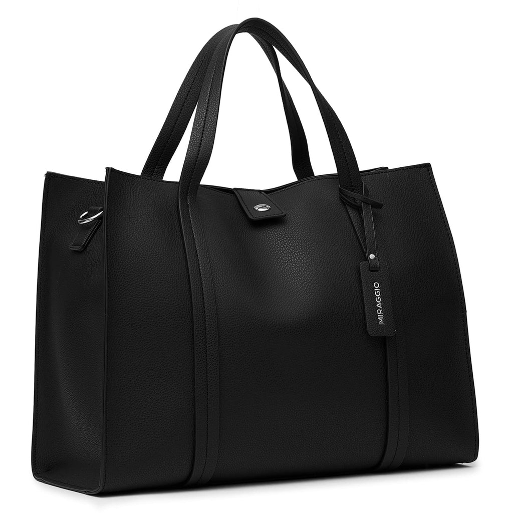 Miraggio Grace Solid Tote Bag For Women With Adjustable & Detachable Sling | Tote Bag For Women Stylish (Black)