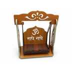Wooden Jhula Singhasan Mandir for Pooja Room, Radhe Radhe