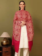 Pashmoda Women Hunar Fine Wool Nalki Embroidered Stole (Size : 28x80in, 71X203cm) EMST02