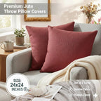 CASA-NEST Jute Cushion Cover 24x24 (Pack of 2) (Red) JUTEREV24