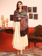 Pashmoda Women Rangrez Rangkalam 100% Pure Wool Fabric Kalamkari Embroidered Shawl (Size: 40x80in, 101x203cm) KAS23