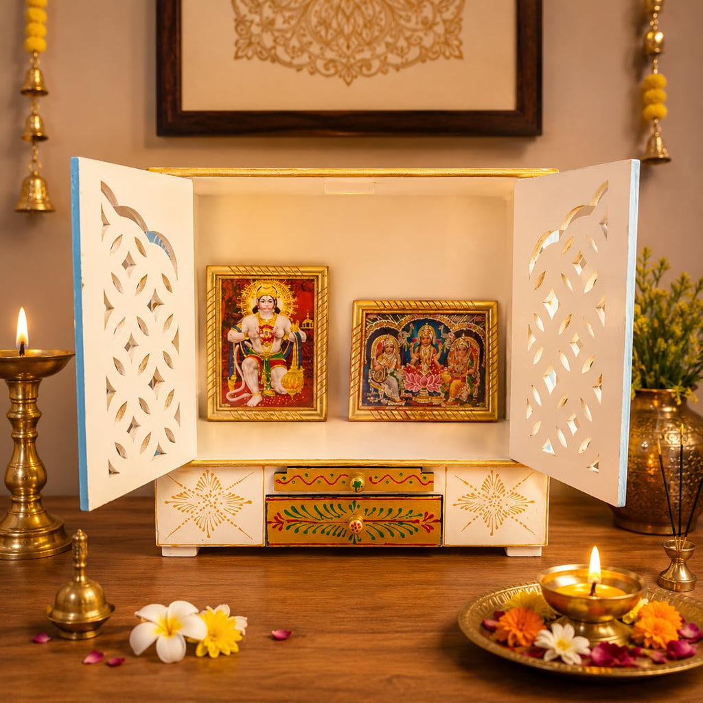 Kamdhenu art and craft Wooden Temple/Home Temple/Pooja Mandir/Pooja Mandap/Temple, 40 cm, 18 cm