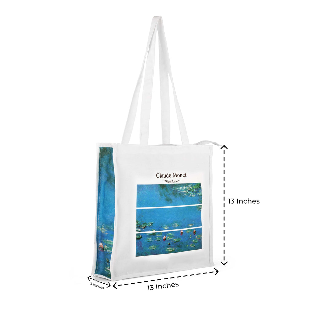 UpTown Folks Water Lilies Tote Bag, Claude Monet Canvas Tote Bag, zipper & a pocket, women & girls