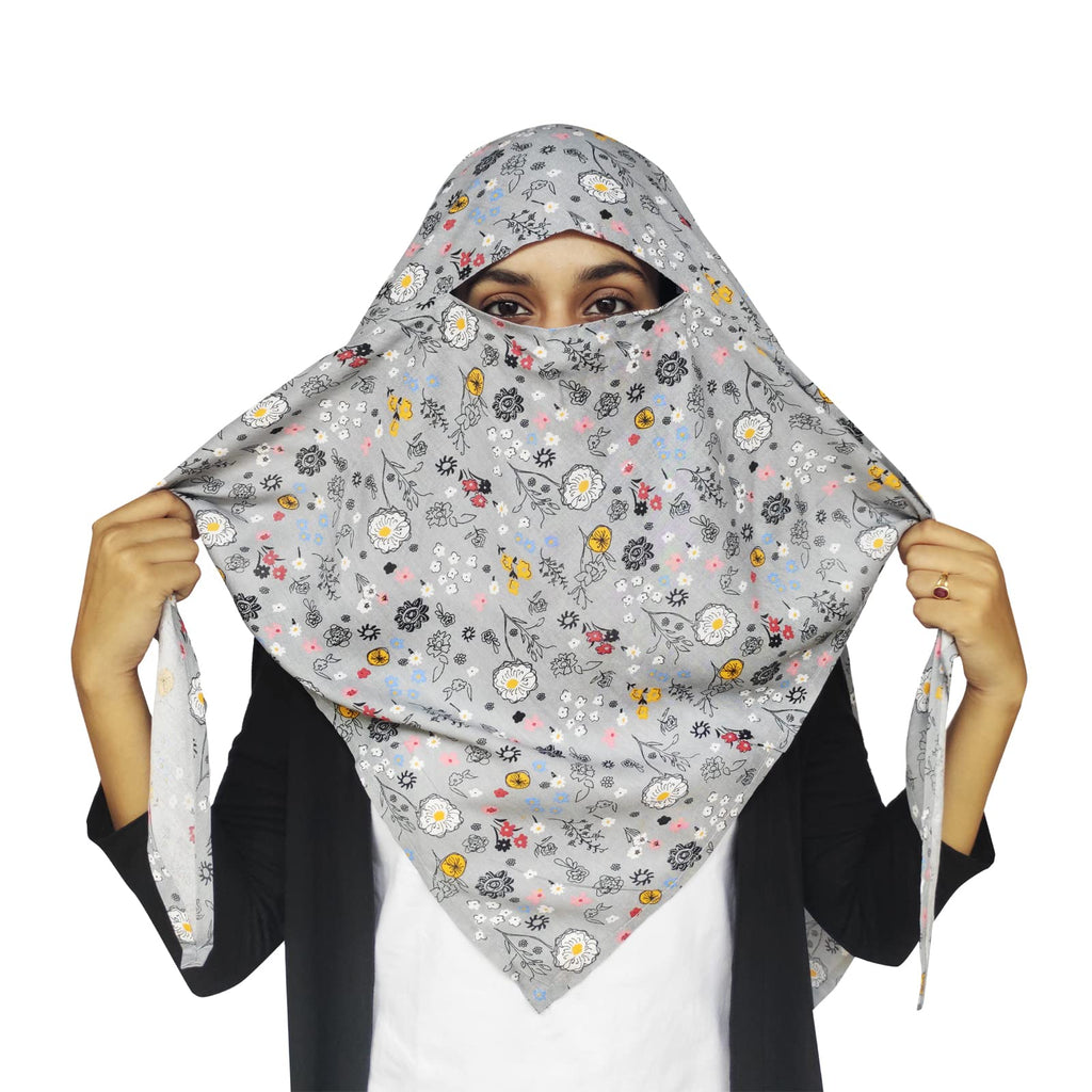 Switchon Rayon Anti Pollution Full Face Scarf UV Sun Rays Protection Scarf For Women - Free Size (Grey Multi) For Female
