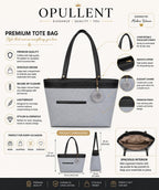 OPULLENT Large Capacity Tote Bag For Women Grey & Black