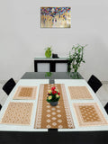 Saral Home Easy Living Cotton Dining Table Kitchen Placemats, 4 Mat -33X45Cm, 1 Runner 43X120 Cm (Set of 5), Beige Kafalo