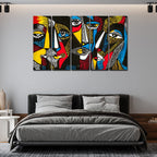 VIBECRAFTS Colorful Abstract Faces 5 Pieces Premium Wall Painting For Home|Office|Living Room|Gift (PTVC5Pcs4_8501)