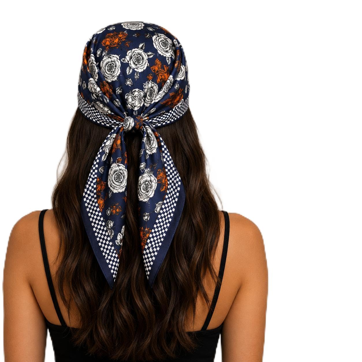 ESTA Satin silk-feel Head Scarf for Women Stylish Bandanas for Women Head Neck Stole Wrap floral Print Square Bandana Gift (27.5x27.5inch)