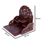 Om Shree Fully Handmade Beautiful Wooden Home and Office Temple/Pooja Mandir(28 x 28 x 26 cm) (Dark Brown 6)