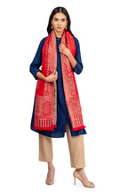 Naureen Women Faux Pashmina Kani Shawl with Mughal Artwork and Zari Accents, Warm and Soft, 40x80 inch