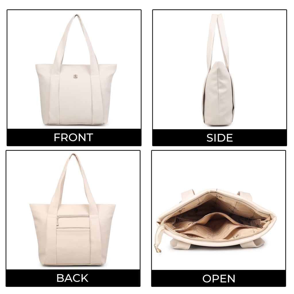 LA GLARE Women Tote Bag with Zipper, Double Compartment for Smart Storage | Handbag for Office use, travel, college, work