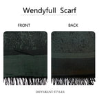 Wendyfull - Two tone cashmere silky shawl for women, jacquard pashmina scarf for women, soft rave scarf, Black, Average Size