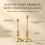 HomeShastra Suvarna Aluminium Candle Holders Set of 2 | Hammered Gold Finish | Decorative Candle Stand for Home Decor, Dining Table, Living Room & Festive Decoration | Perfect for Gifting