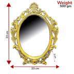 KridayKraft Table Mirror Gold Plated for Gift Love one Festival Gift Perfect for Birthday, Anniversary Wedding (Floor Mount, Oval, Framed)