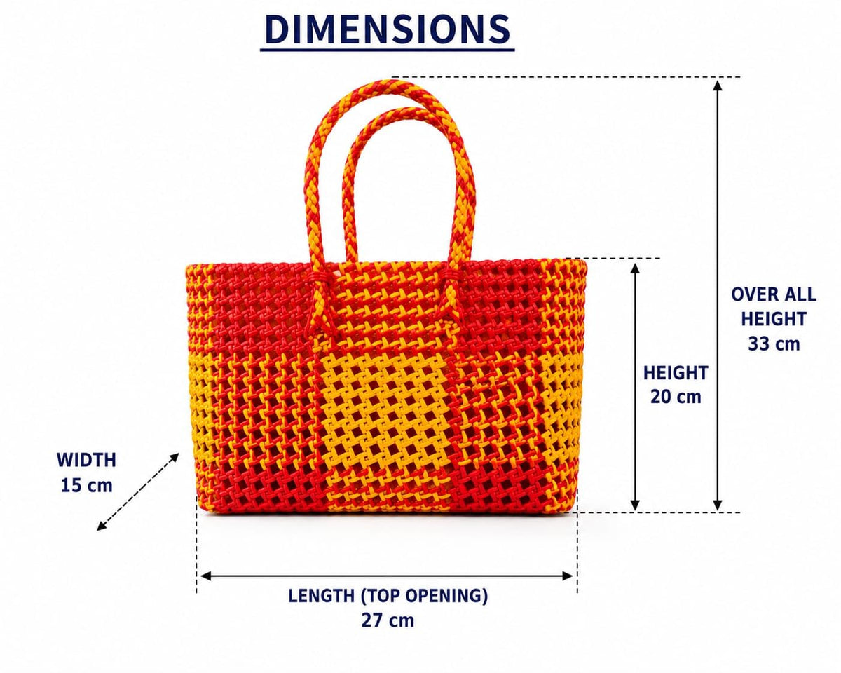 Handmade Modern Wire Basket Multipurpose Grocery Koodai (red and yellow)