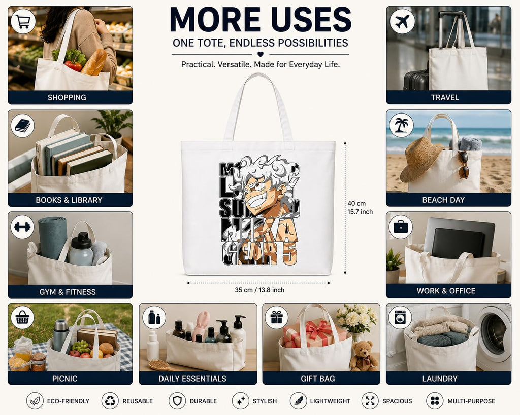 Bhoomi Impex Cotton Tote Bag - Reusable Eco-Friendly Shopping & Everyday Carry Bag, Lightweight & Durable Printed Design