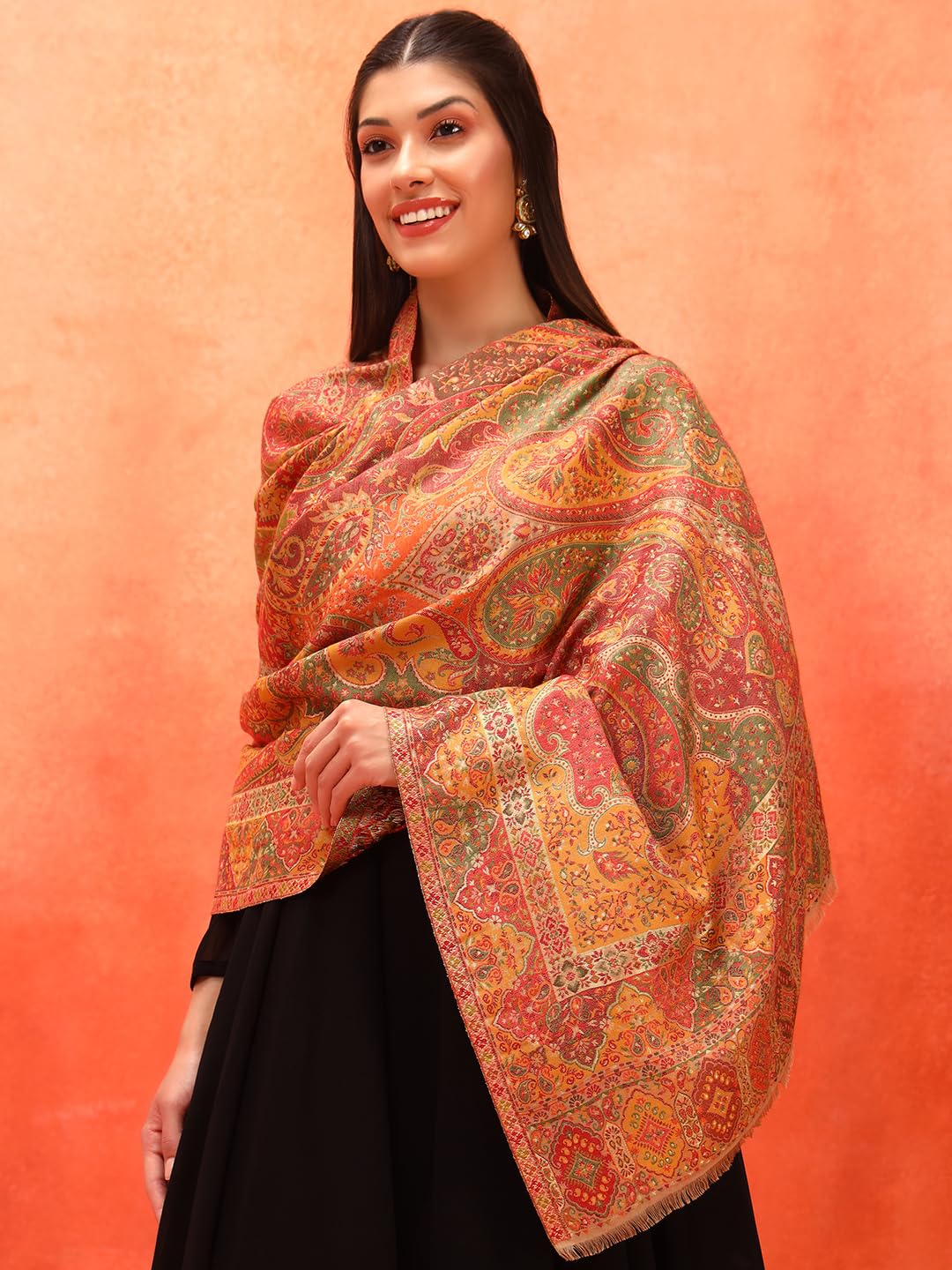 Pashmoda Women Zarveen Zari Kaani Fine Wool Shawl (Size: 40x80in, 101x203cm) ZSS07